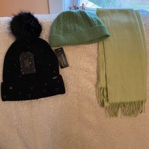 Hats and scarf never worn! Cashmere hat and scarf Victoria secret hat all new
